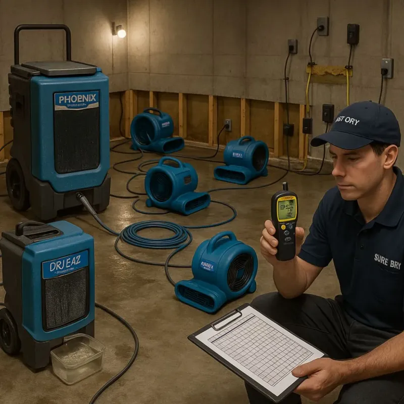 Structural Drying and Dehumidification process in White Castle, LA